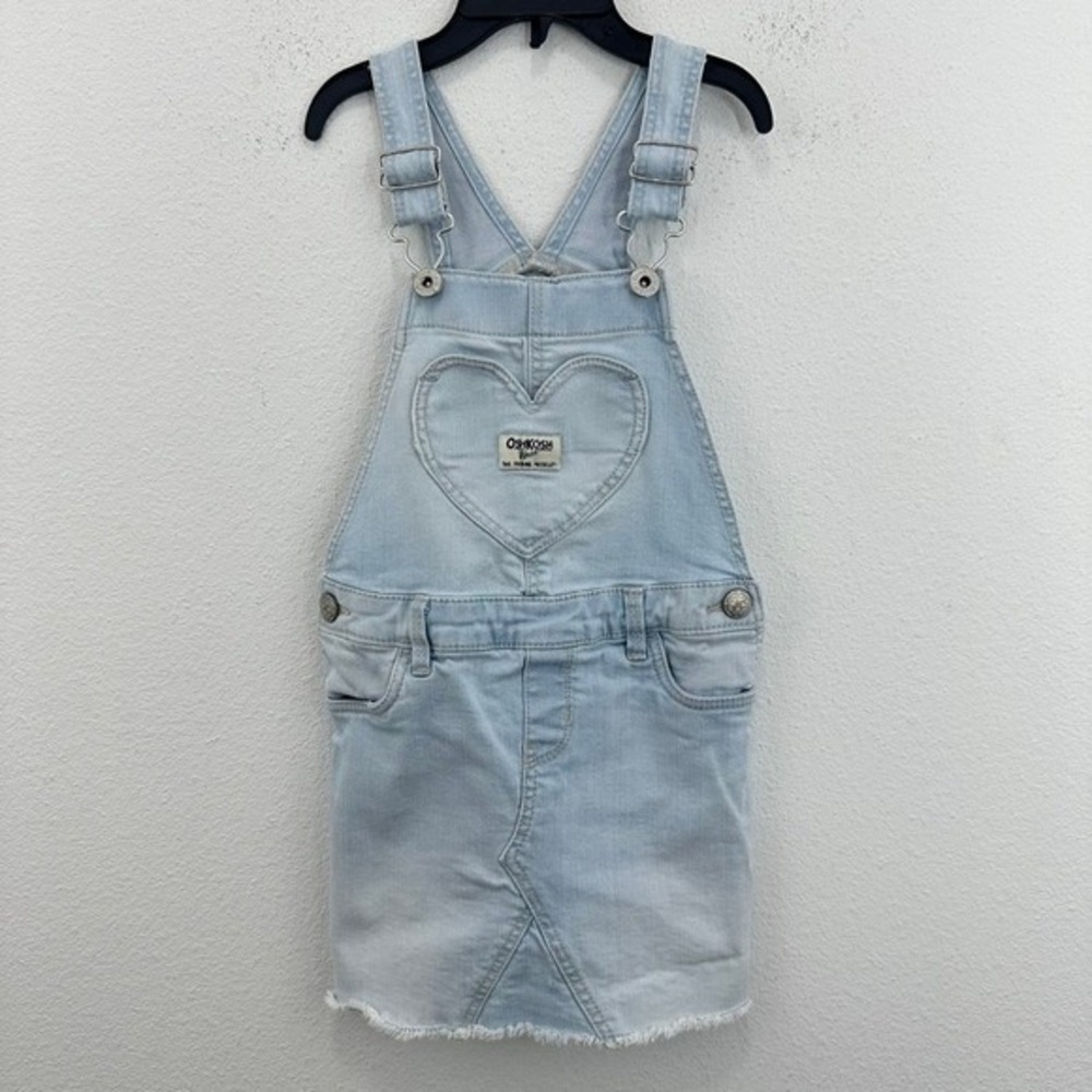 OshKosh Bgosh Girls Denim Overalls Dress‎ Heart Pocket Size 4T Back to School